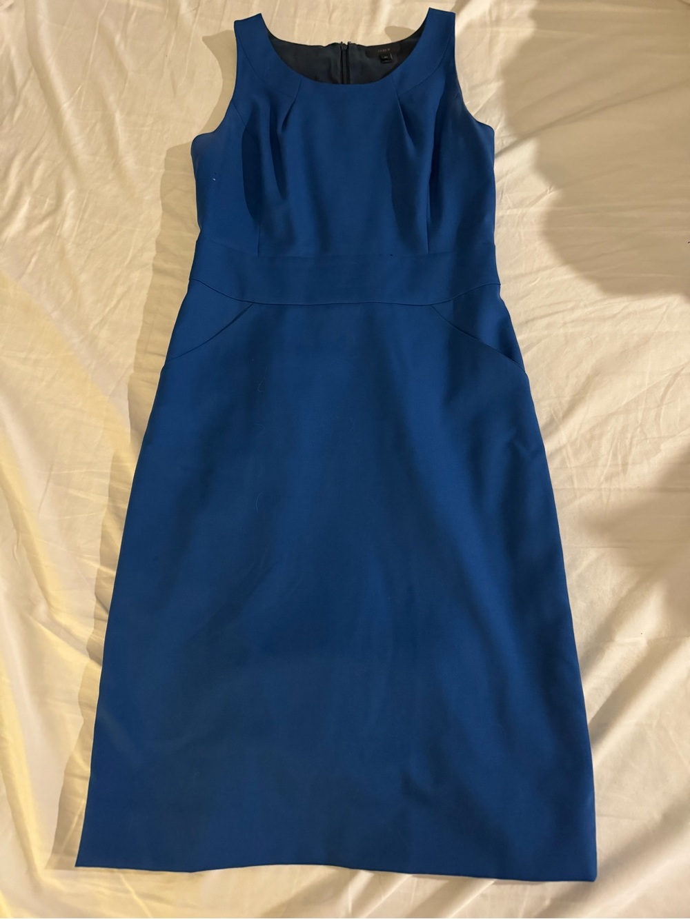 J.Crew 100% Wool Sheath Dress Cobalt Blue Sleeveless Size 6 Tall Lined